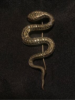 Judith Jack Snake-Shaped Brooch Pin in Marcasite